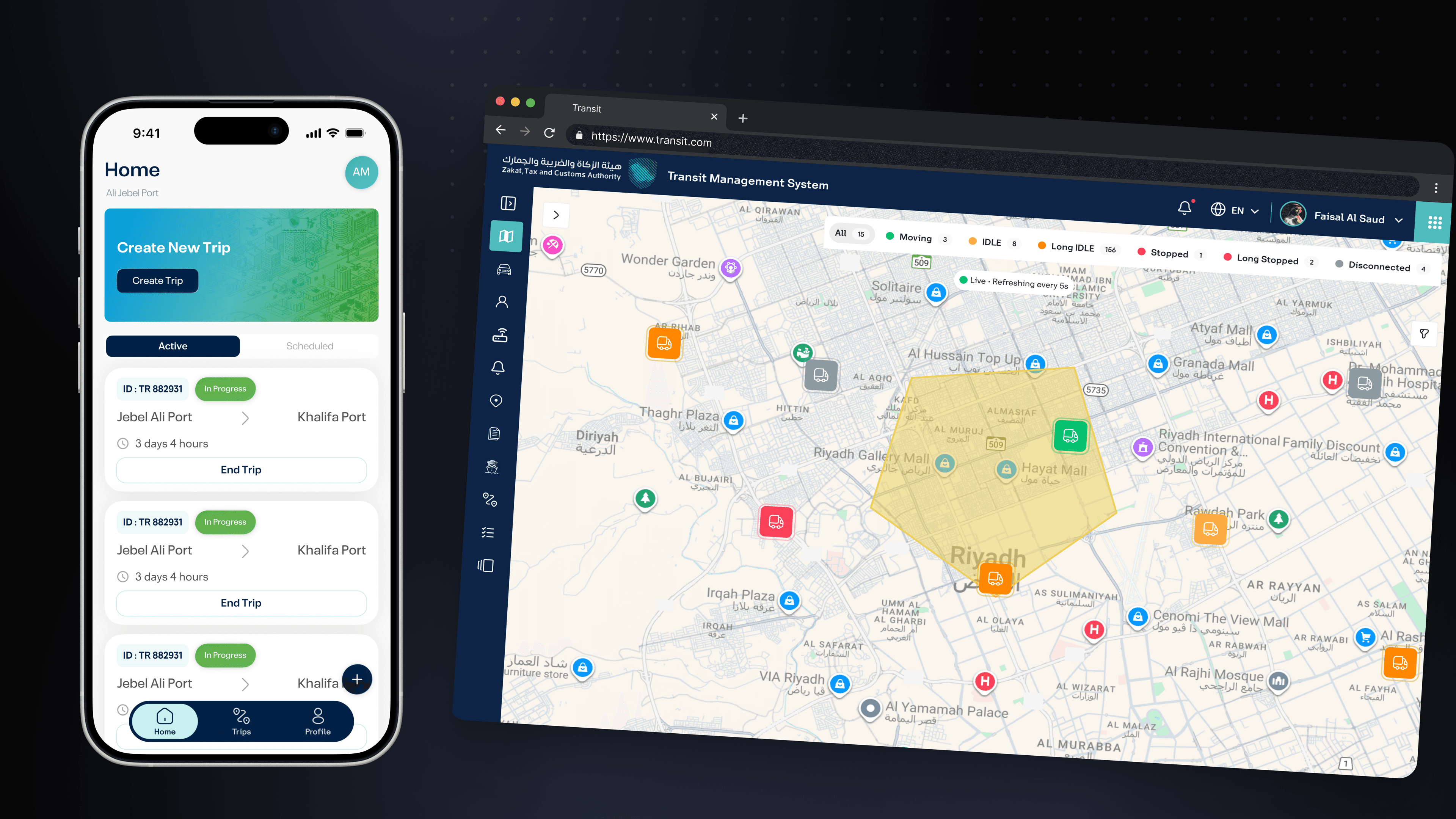 Transit dispatch real-time dashboard layout